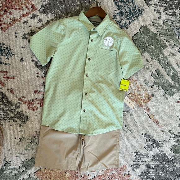 New Eddie Bauer Boys Button Up & Chino Shorts Outfit Set size M (10/12) - Picture 14 of 16